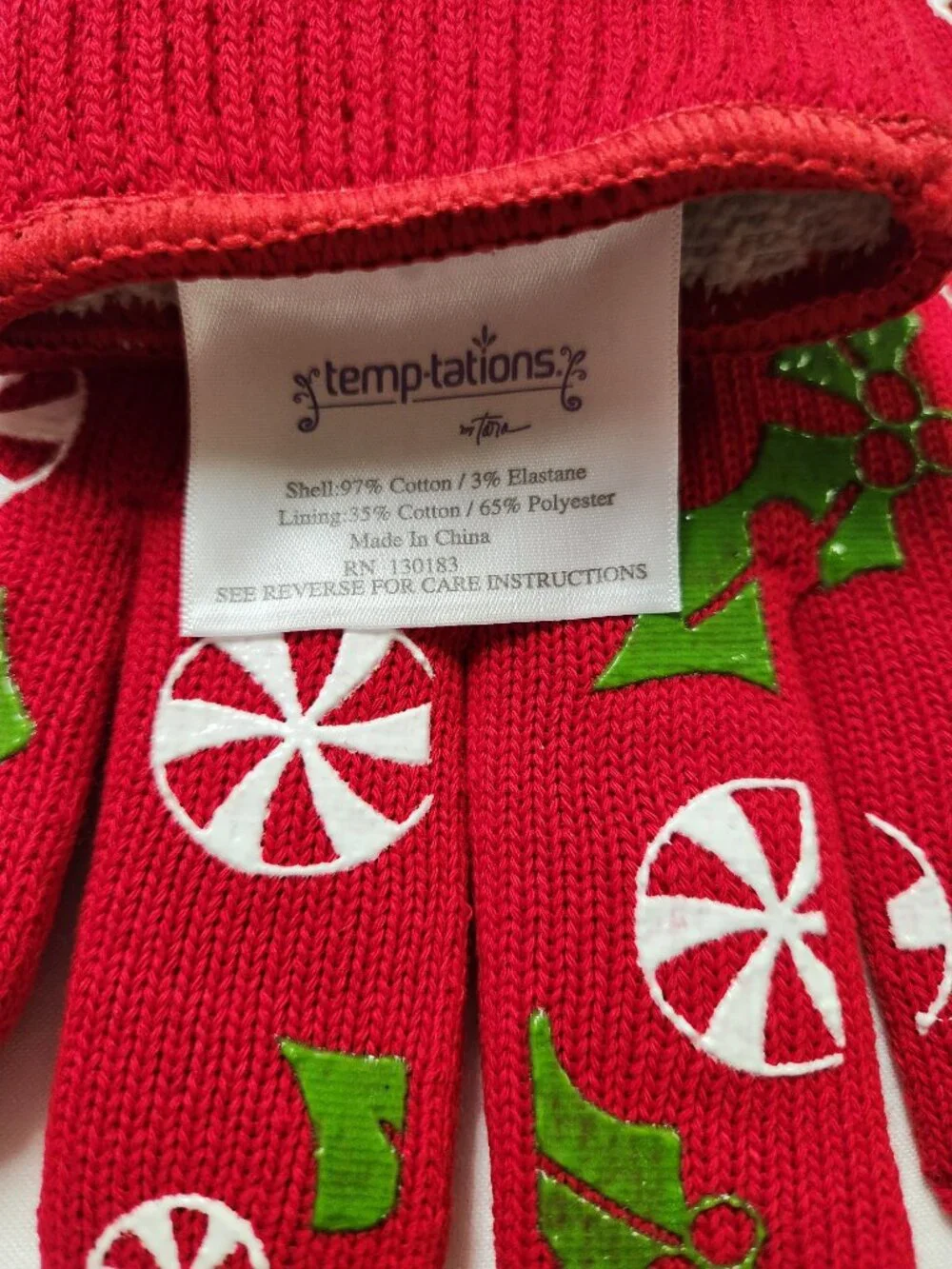 TEMPTATIONS by Tara OVEN GLOVES HOLIDAY Christmas Peppermint and Holly LARGE